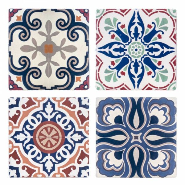 Posavasos de cerámica con motivo de azulejos, 11 cm, 26331