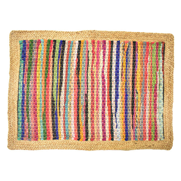 Alfombra de algodón y yute hecha a mano, 80 × 50 cm