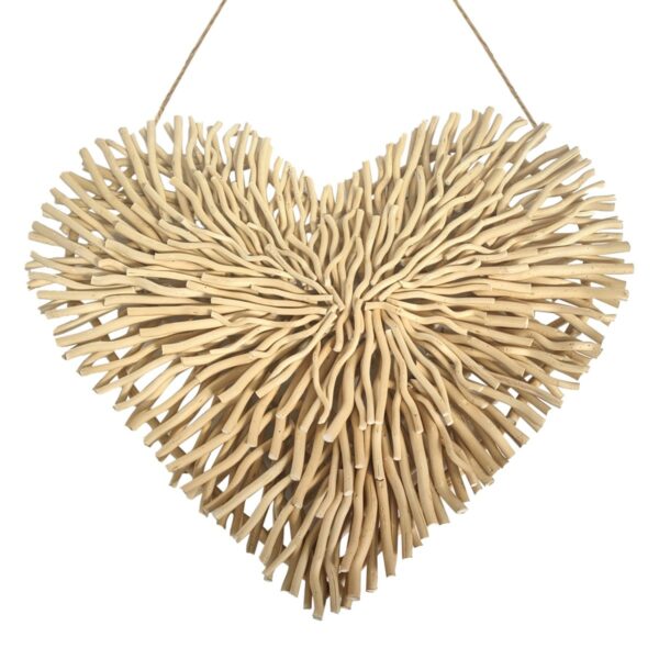 Corazón decorativo de pared de madera de morera