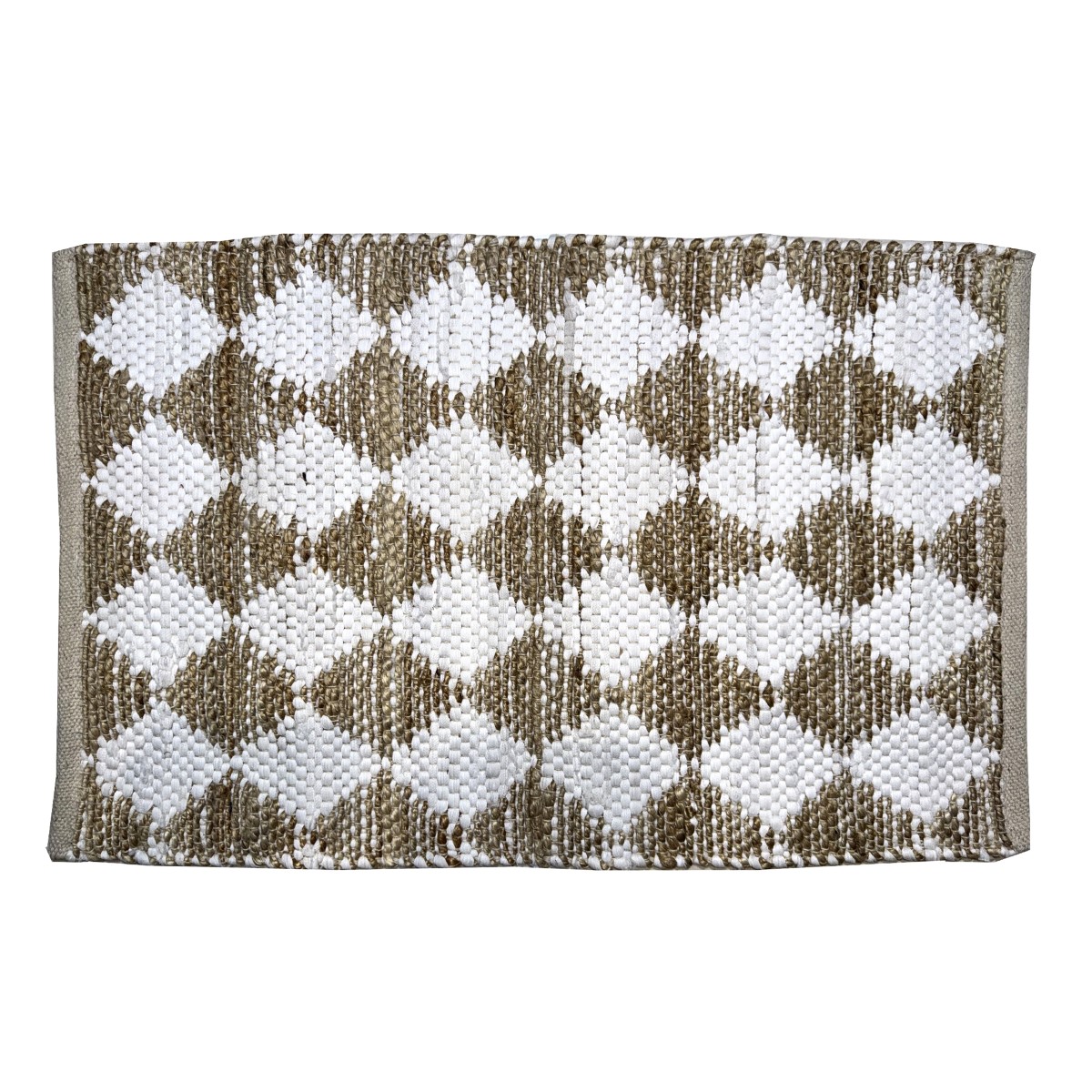 Alfombra de algodón y yute hecha a mano, 85 × 50 cm