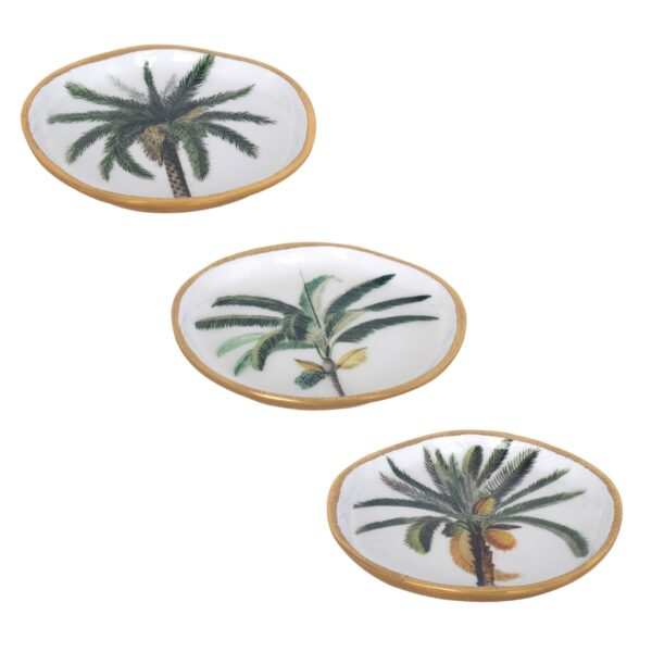 Fuente de aluminio con palmeras, 15 × 15 cm