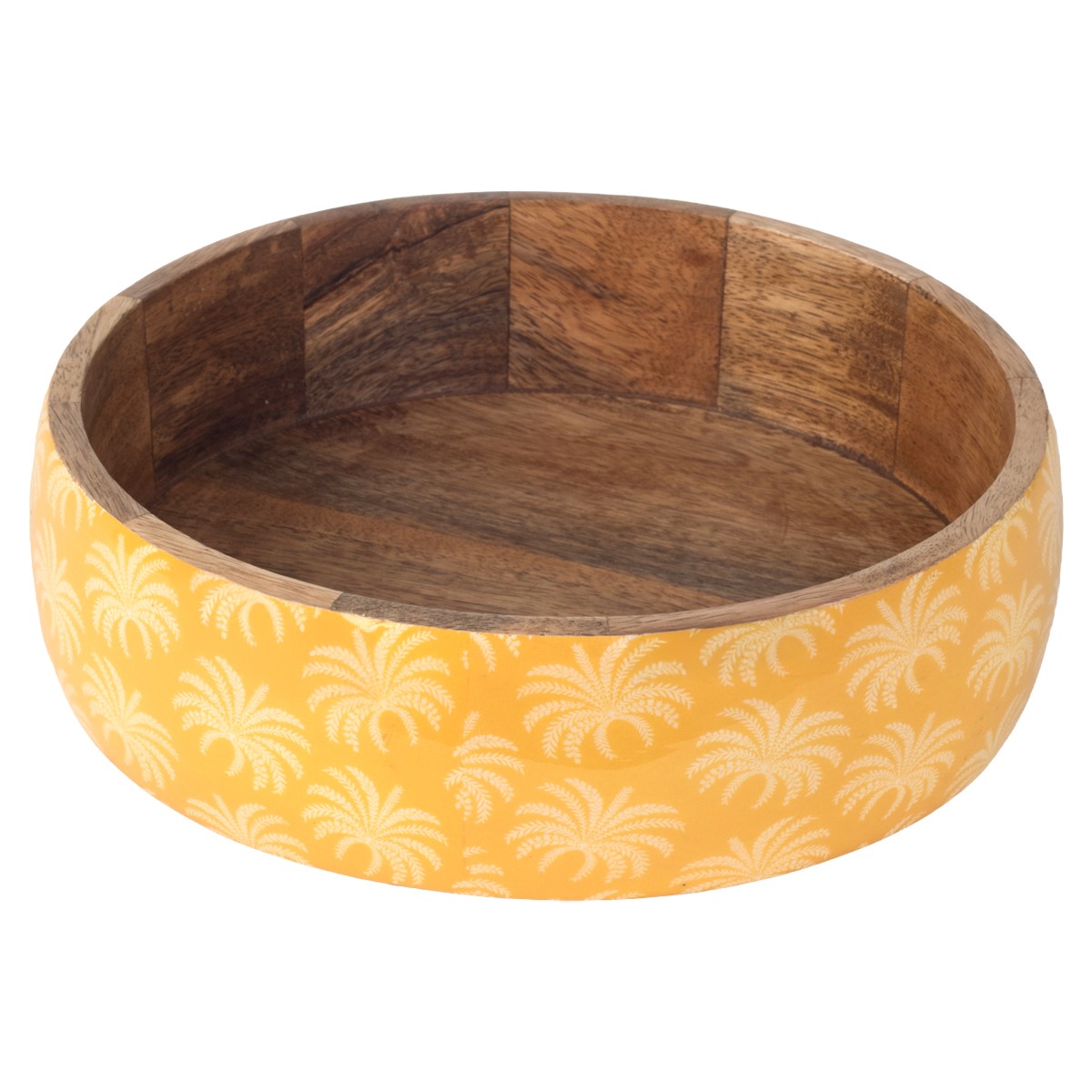 Cuenco con palmeras de madera y resina, 25 × 25 cm
