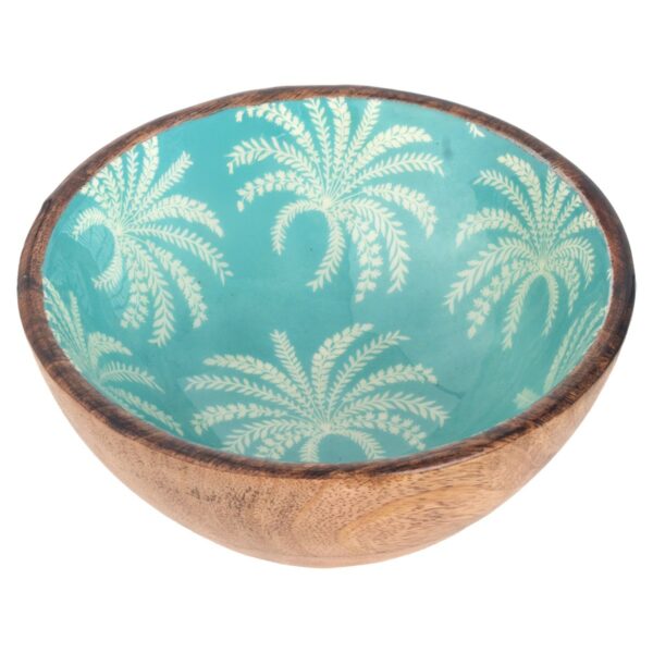 Cuenco pequeño con palmeras de madera y resina, 15 × 15 cm
