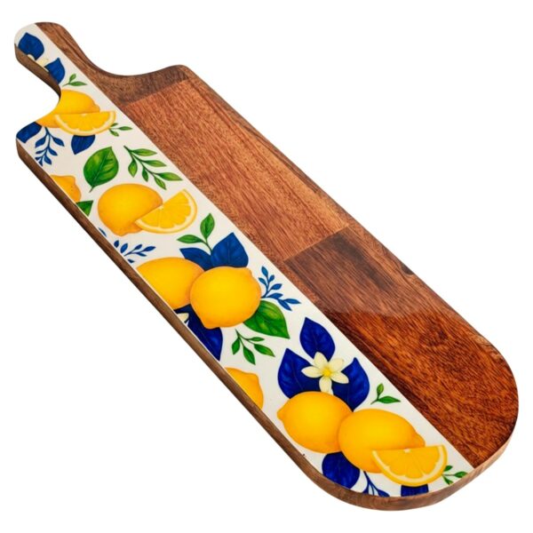 Tabla de cortar con limones de madera y resina, 49 × 15 cm