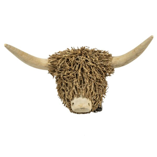 Cabeza de toro de madera para pared, 45 × 26 × 36 cm